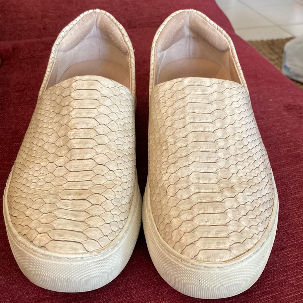 J/Slides Snakeskin Print Leather Slip-Ons